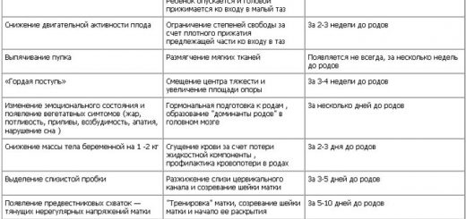 предвестники родов
