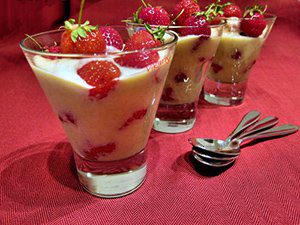 Сабайон с малиной и шампанским