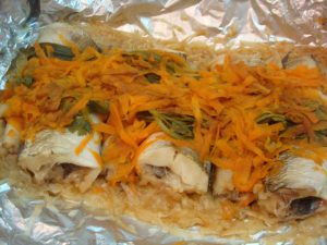 Рыба с овощами в фольге